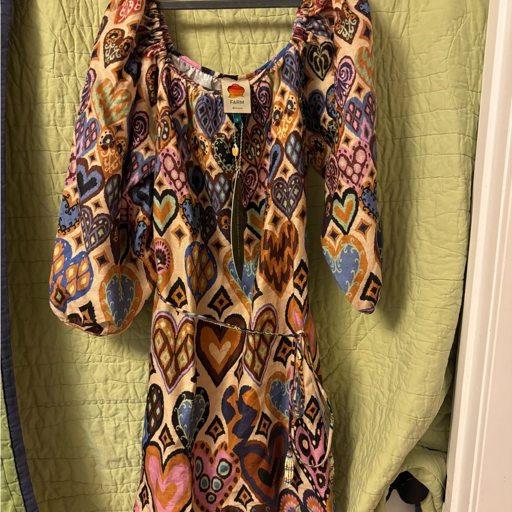 *SOLD* Anthropologie FARM Rio Heart Print Ikat Mini Dress